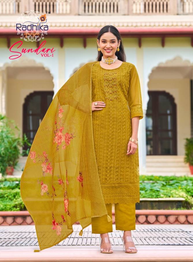 Sundari Vol 1 By Radhika Organza Kurti With Bottom Dupatta Wholesale Price In Surat
